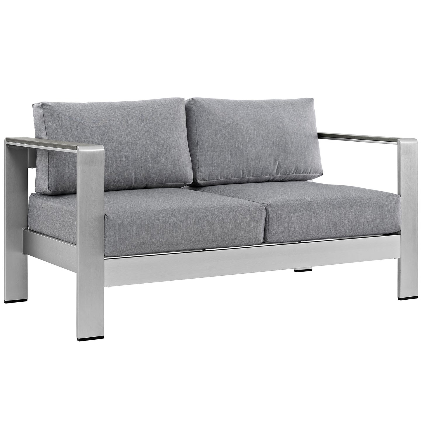 Shore Outdoor Patio Aluminum Loveseat by Modway in Silver Gray