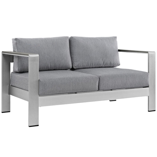 Shore Outdoor Patio Aluminum Loveseat by Modway in Silver Gray
