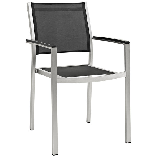 Shore Outdoor Patio Aluminum Dining Chair by Modway in Silver Black