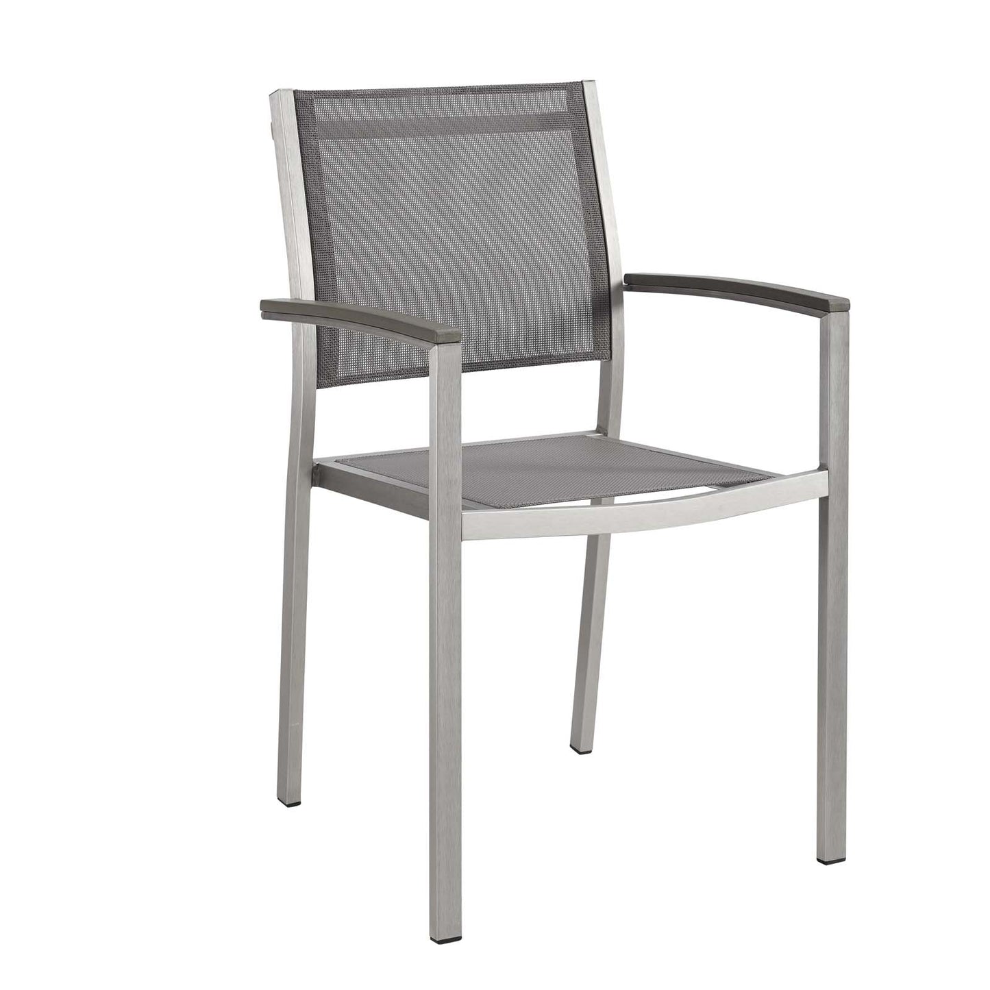 Shore Outdoor Patio Aluminum Dining Chair by Modway in Silver Gray