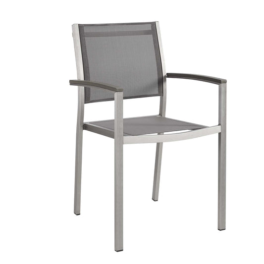 Shore Outdoor Patio Aluminum Dining Chair by Modway in Silver Gray