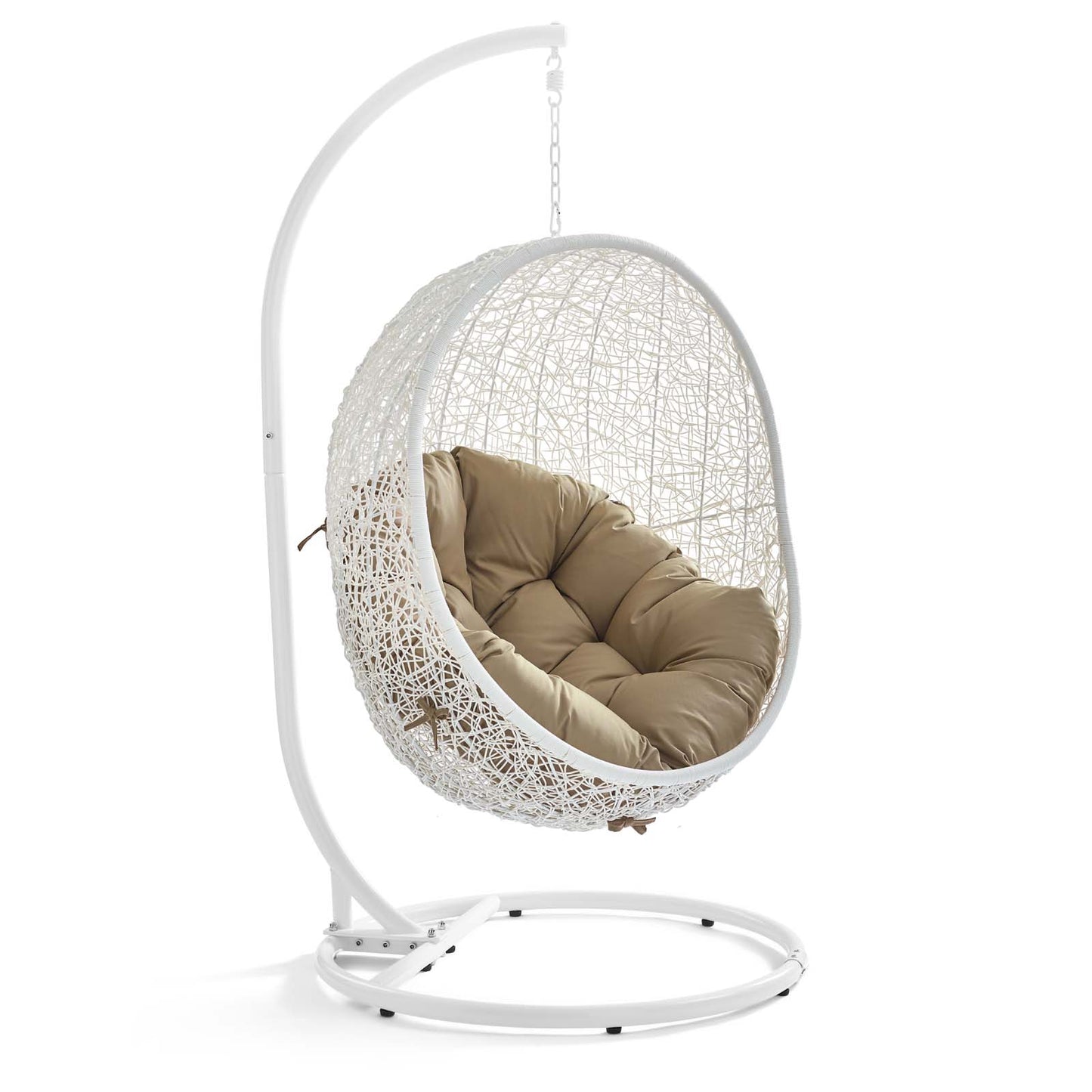 Hide Outdoor Patio Swing Chair With Stand by Modway in White Mocha