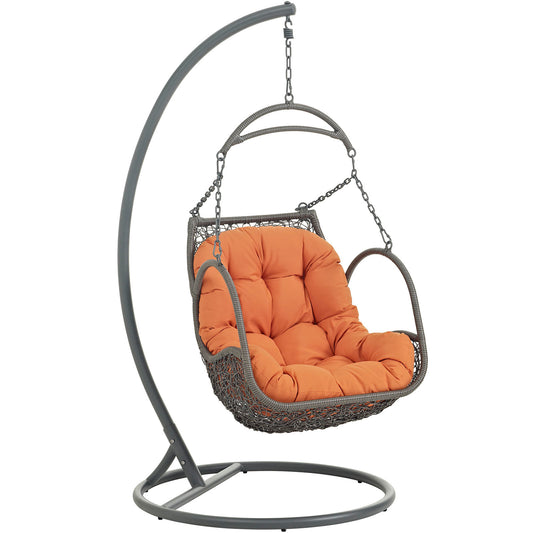 Arbor Outdoor Patio Wood Swing Chair by Modway in Orange