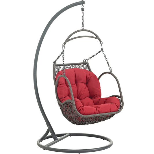 Arbor Outdoor Patio Wood Swing Chair by Modway in Red