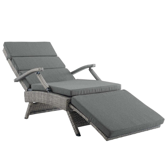 Outdoor Patio Wicker Rattan Lounge Chair by in Light Gray Charcoal