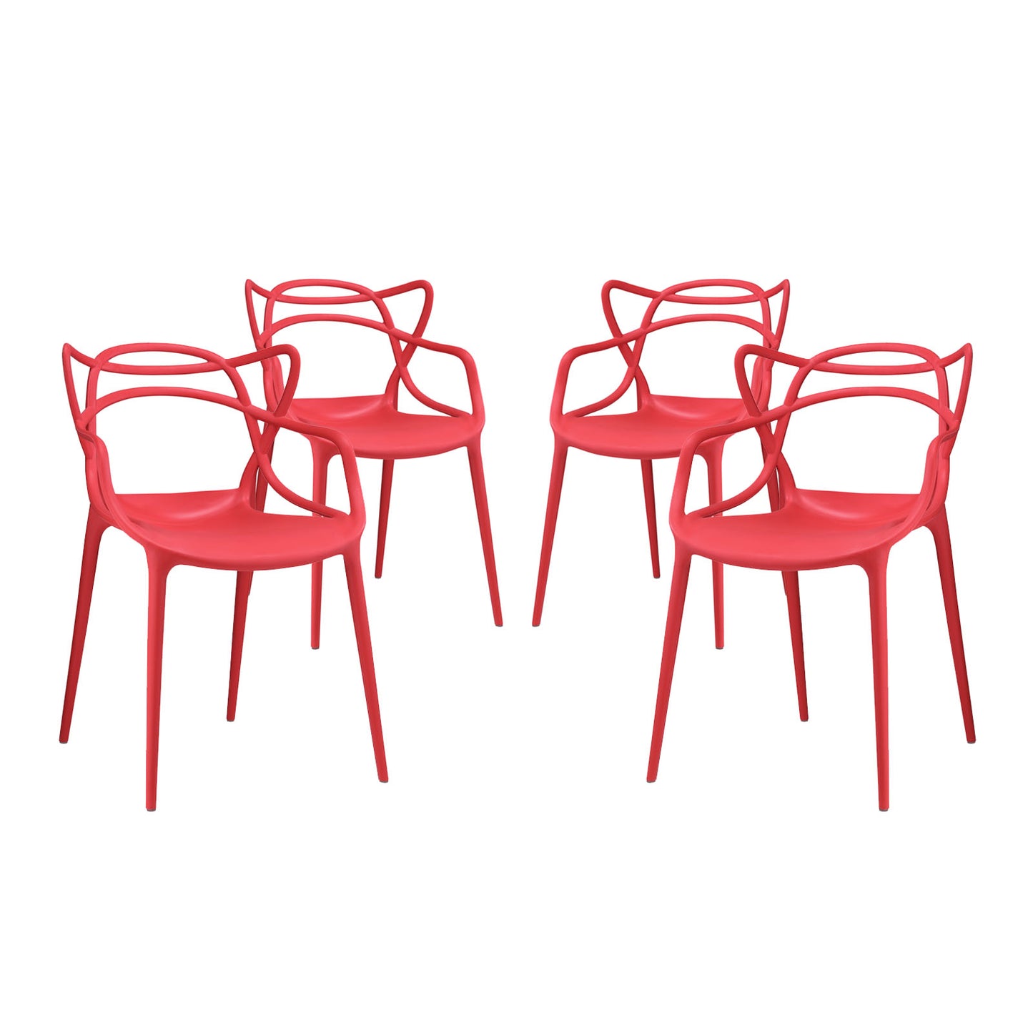 Entangled Dining Set Set of 4 by Modway in Red