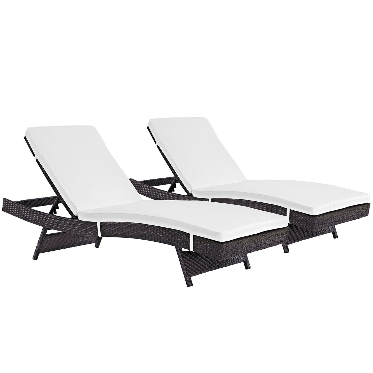 Convene Outdoor Patio Chaise Set of 2 by Modway in Espresso White