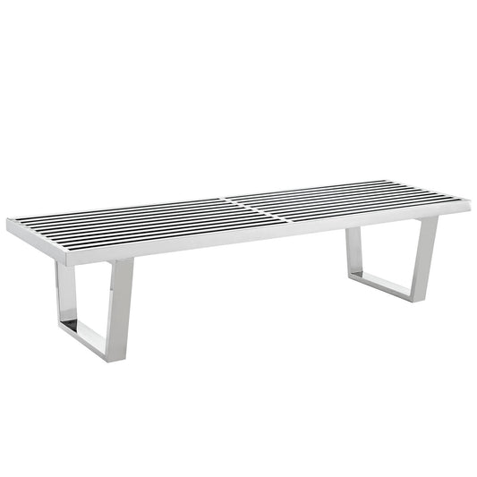 Sauna 5' Stainless Steel Bench by Modway in Silver