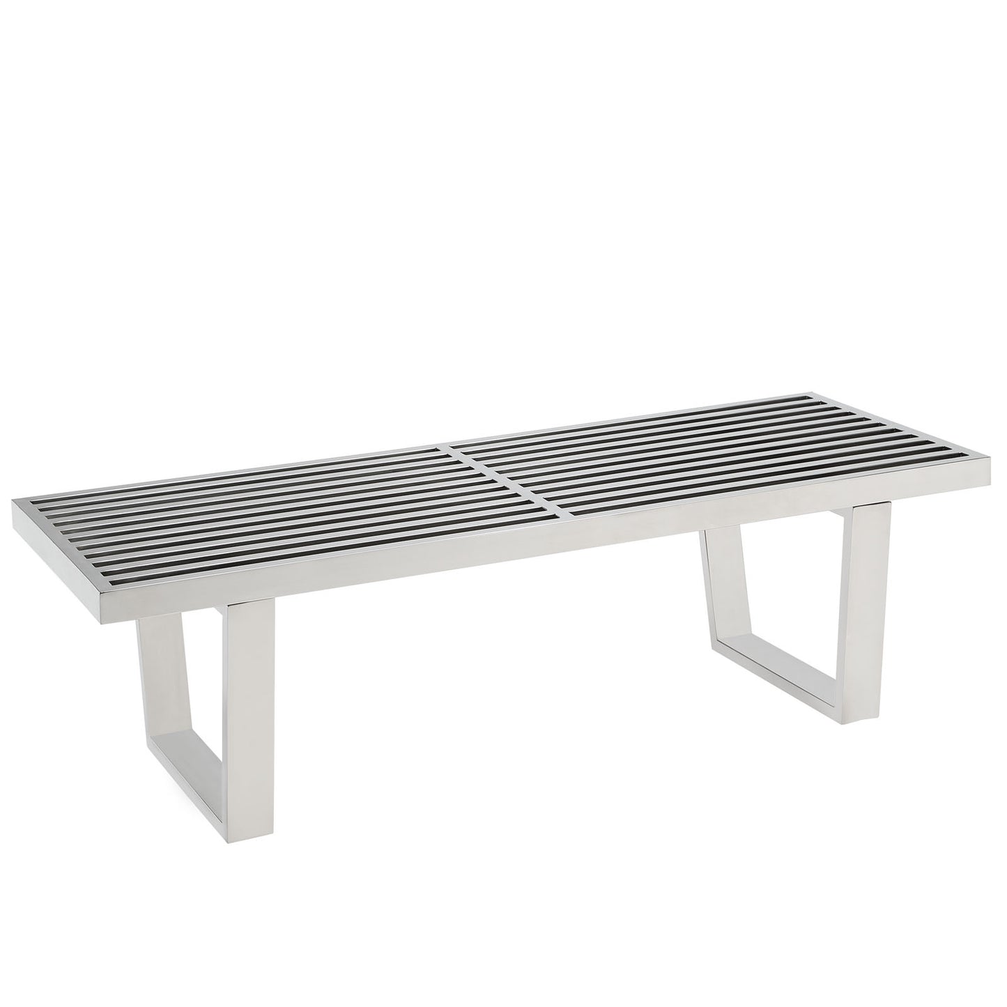 Sauna 4' Stainless Steel Bench by Modway in Silver