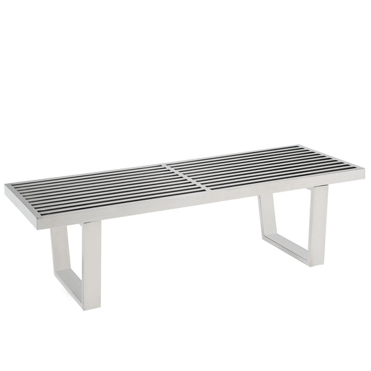 Sauna 4' Stainless Steel Bench by Modway in Silver