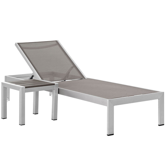Shore 2 Piece Outdoor Patio Aluminum Set by Modway in Silver Gray