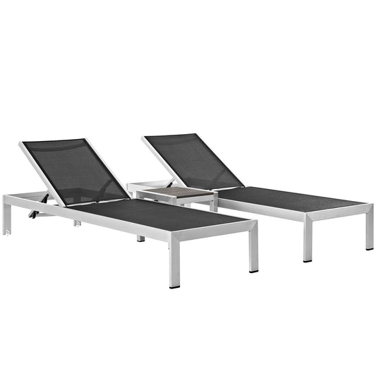 Shore 3 Piece Outdoor Patio Aluminum Set by Modway in Silver Black