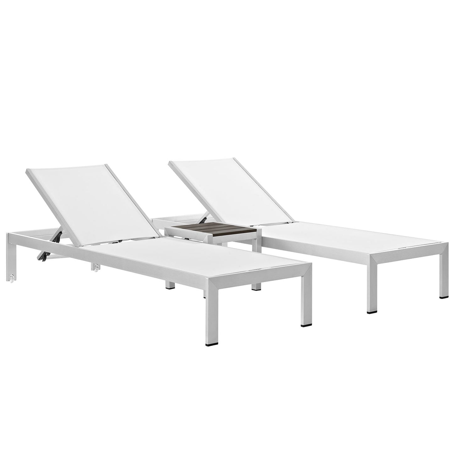 Shore 3 Piece Outdoor Patio Aluminum Set by Modway in Silver White