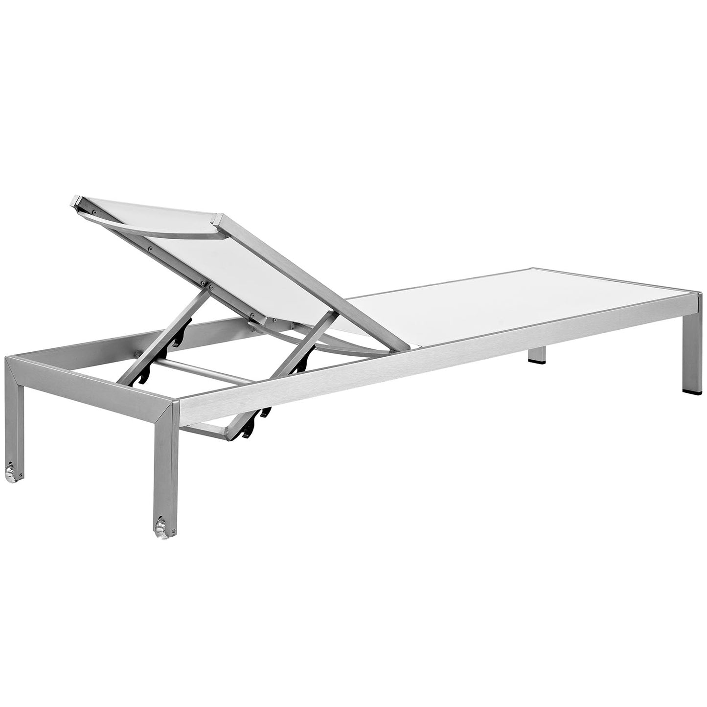 Shore Outdoor Patio Aluminum Chaise Set of 4 by Modway in Silver White
