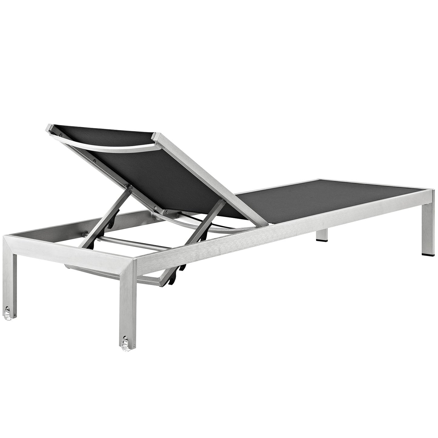 Shore Outdoor Patio Aluminum Chaise Set of 6 by Modway in Silver Black