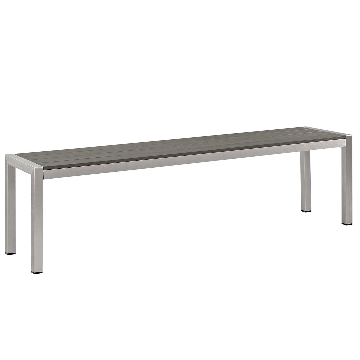 Shore 3 Piece Outdoor Patio Aluminum Dining Set by Modway in Silver Gray