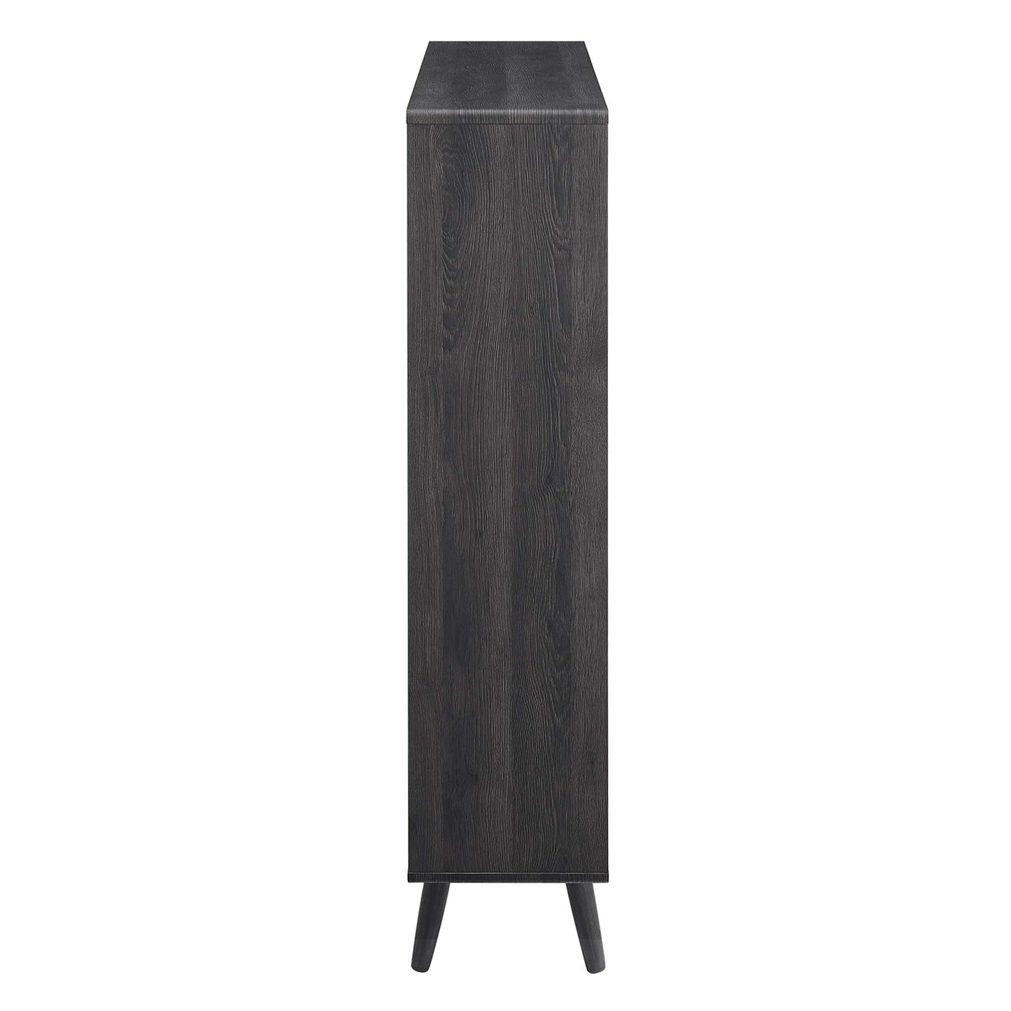 Transmit 7 Shelf Wood Grain Bookcase by Modway in Charcoal