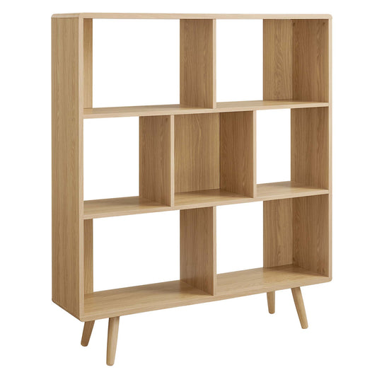 Transmit 7 Shelf Wood Grain Bookcase by Modway in Oak