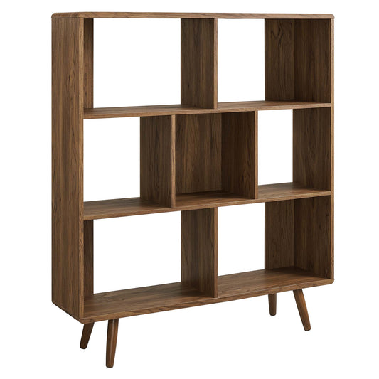 Transmit 7 Shelf Wood Grain Bookcase by Modway in Walnut