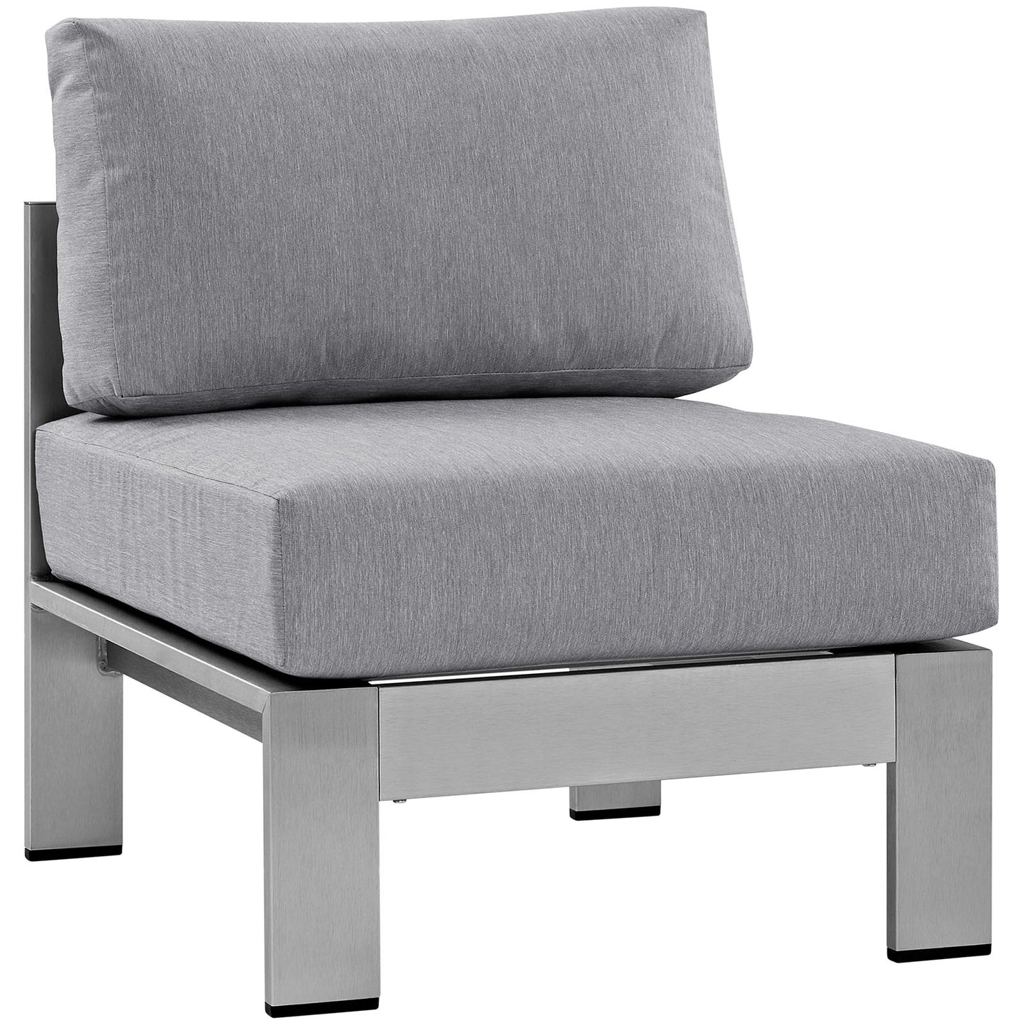 Shore 5 Piece Outdoor Patio Aluminum Sectional Sofa Set by Modway in Silver Gray