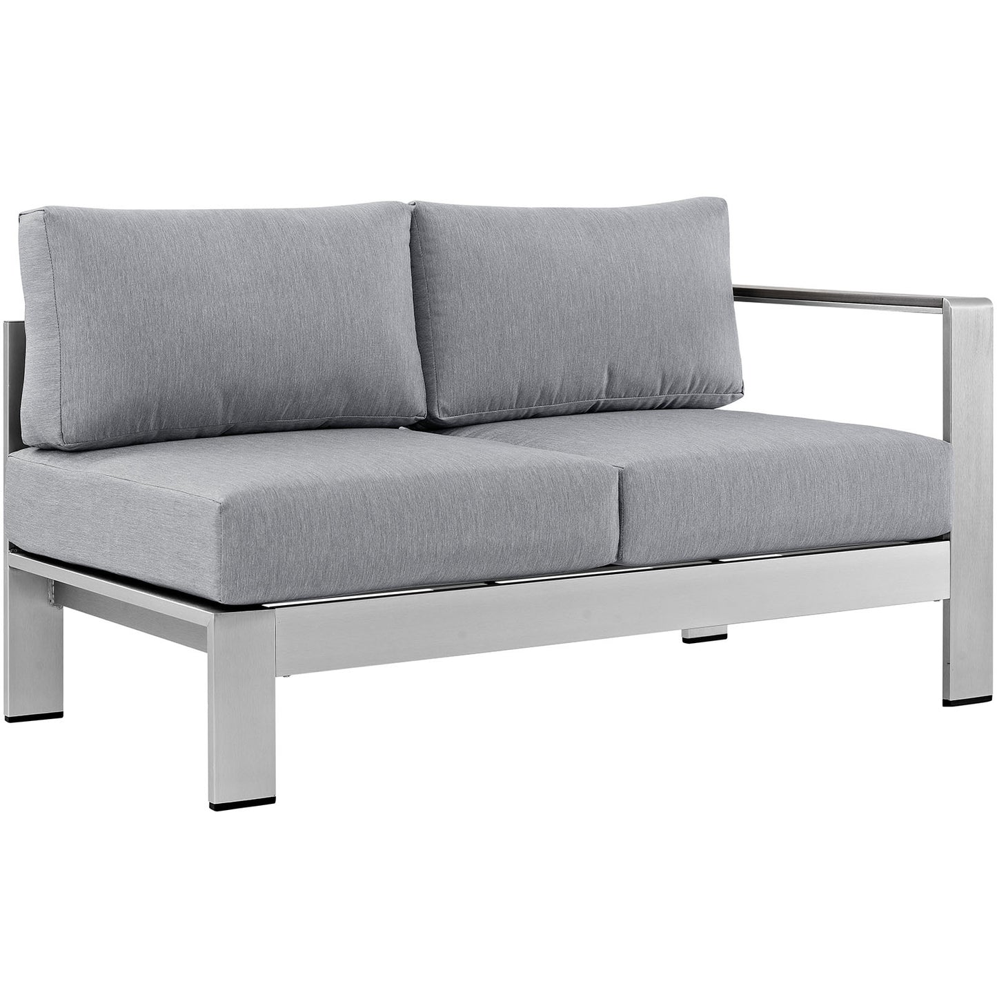 Shore 7 Piece Outdoor Patio Sectional Sofa Set by Modway in Silver Gray