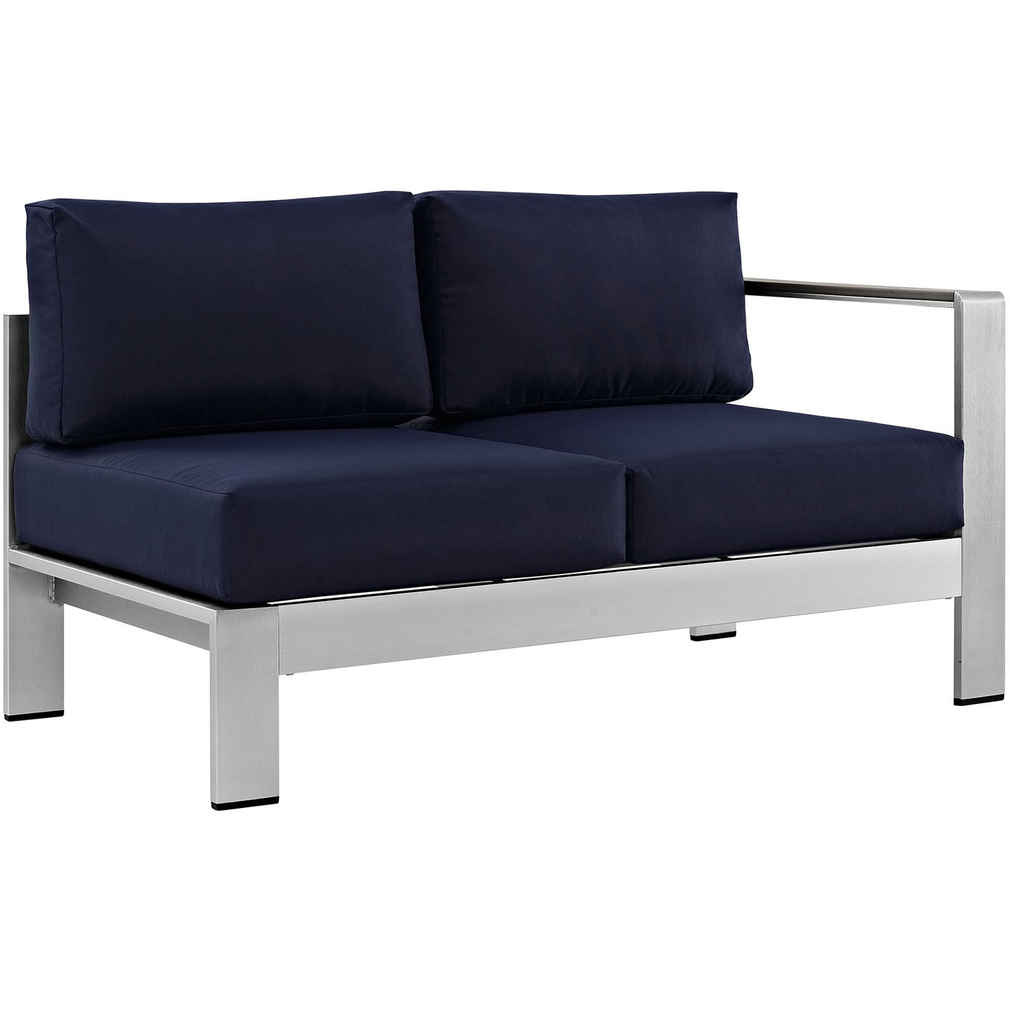 Shore 7 Piece Outdoor Patio Sectional Sofa Set by Modway in Silver Navy