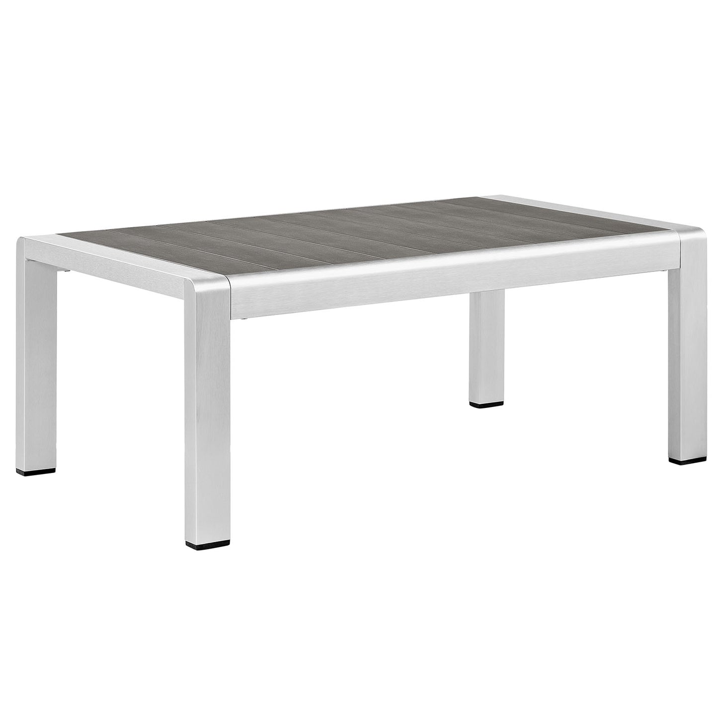 Shore 6 Piece Outdoor Patio Aluminum Sectional Sofa Set by Modway in Silver Gray