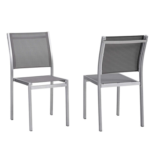 Shore Outdoor Patio Aluminum Side Chair Set of 2 by Modway in Silver Gray