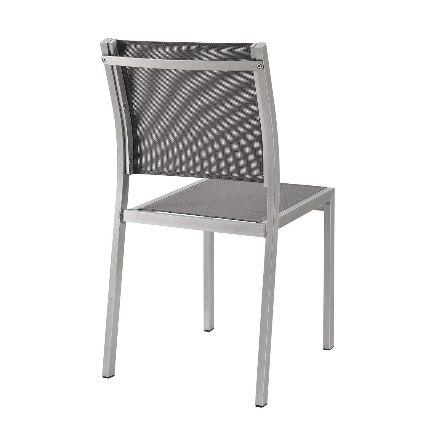 Shore Outdoor Patio Aluminum Side Chair Set of 2 by Modway in Silver Gray