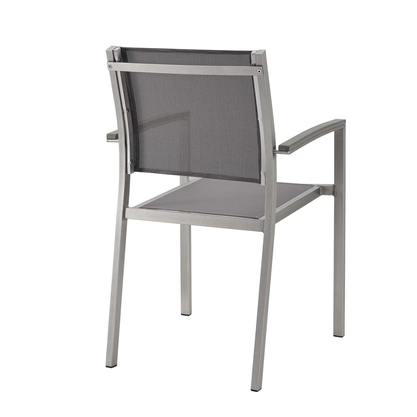 Shore Outdoor Patio Aluminum Dining Chair Set of 2 by Modway in Silver Gray