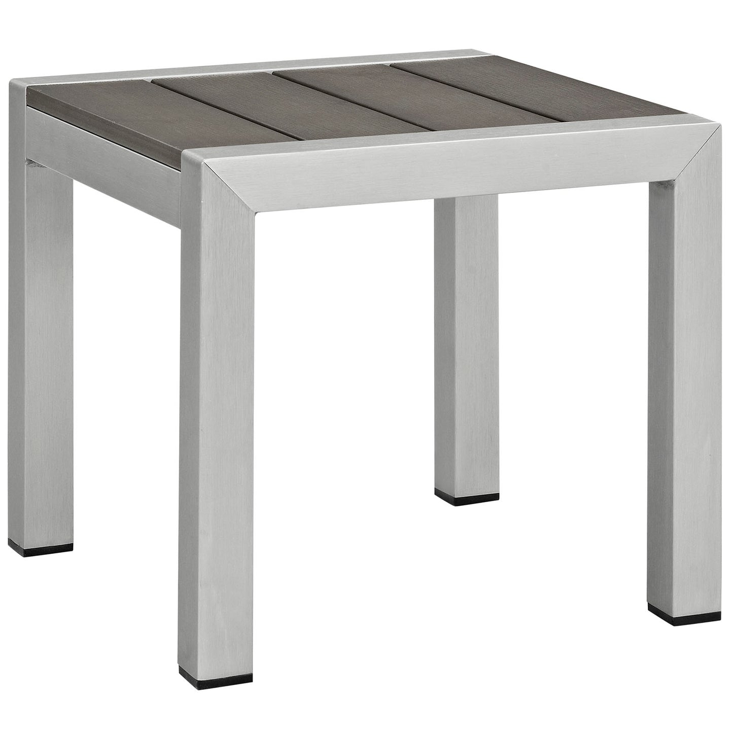 Shore 3 Piece Outdoor Patio Aluminum Sectional Sofa Set by Modway in Silver Navy