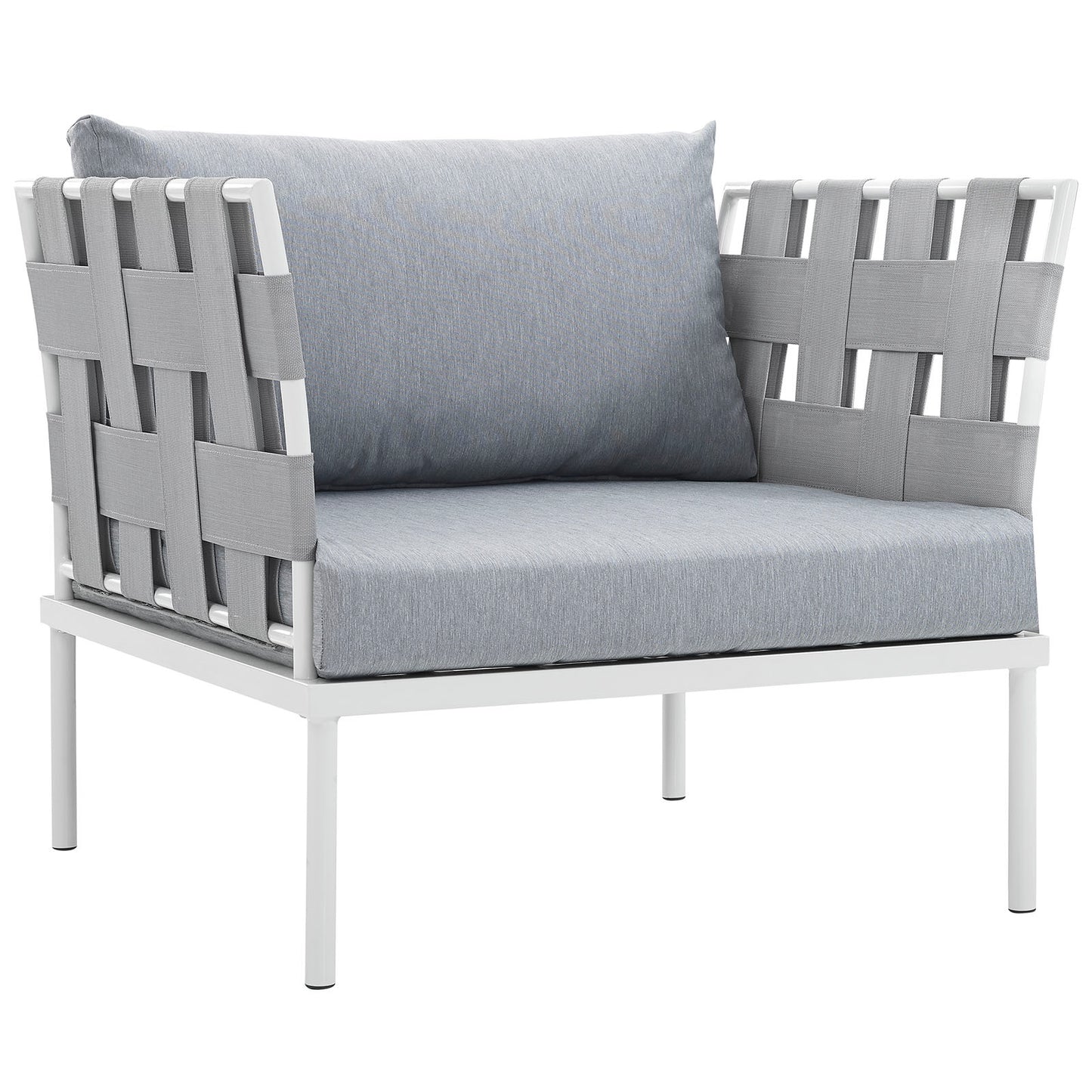 Harmony Outdoor Patio Aluminum Armchair by Modway in White Gray
