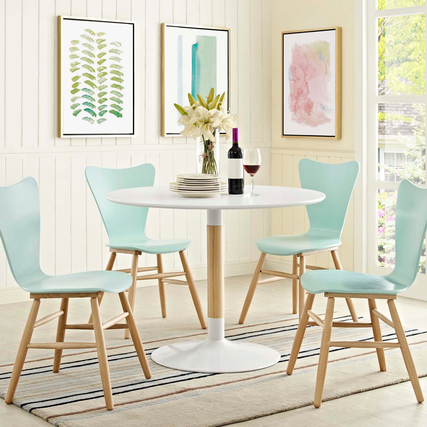 Whirl Round Dining Table by Modway in White