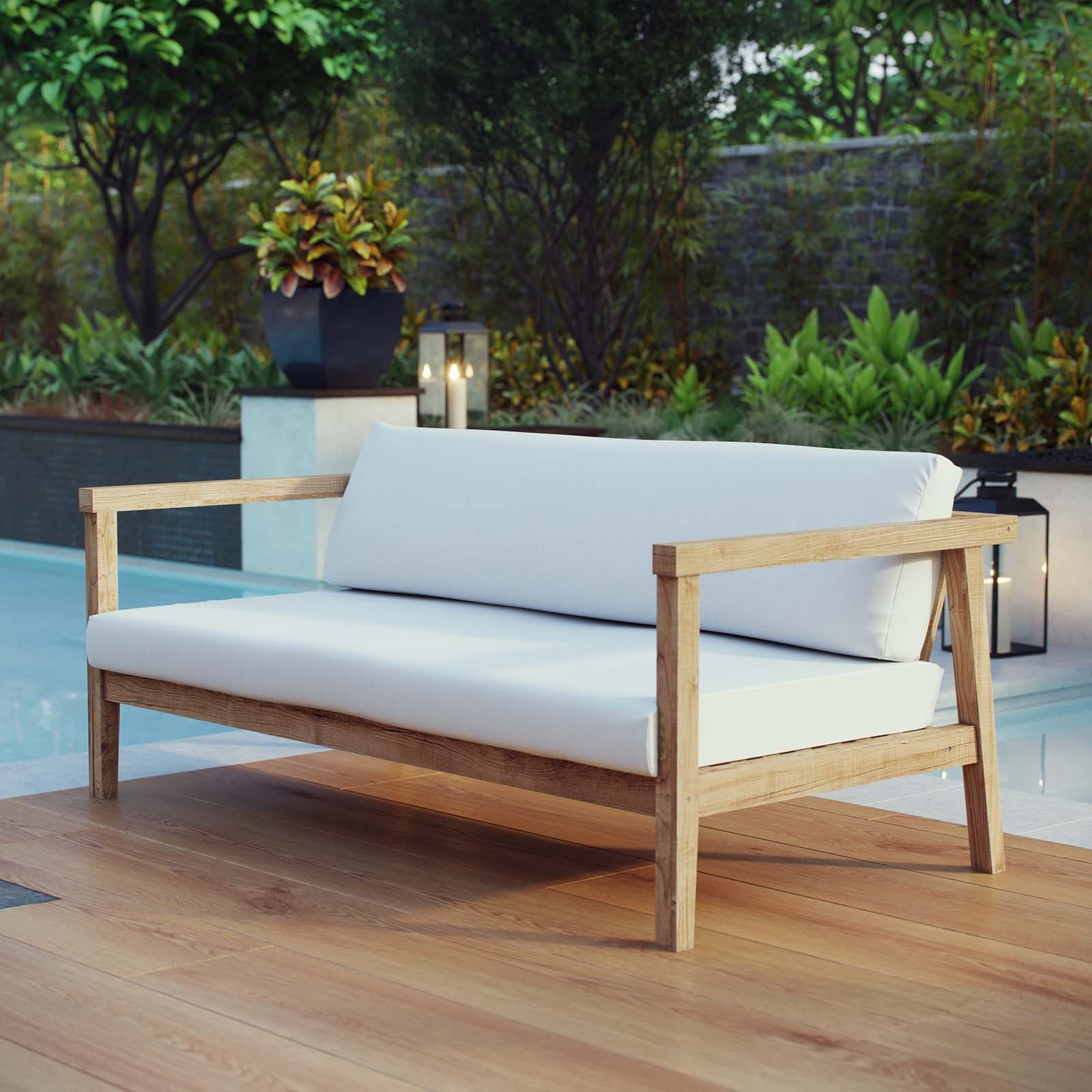 Maribella Solid Teak Outdoor Sofa
