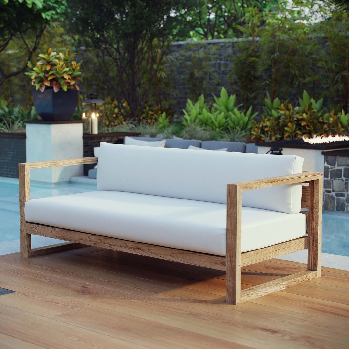 Ashby Teak Set with Natural white cushions
