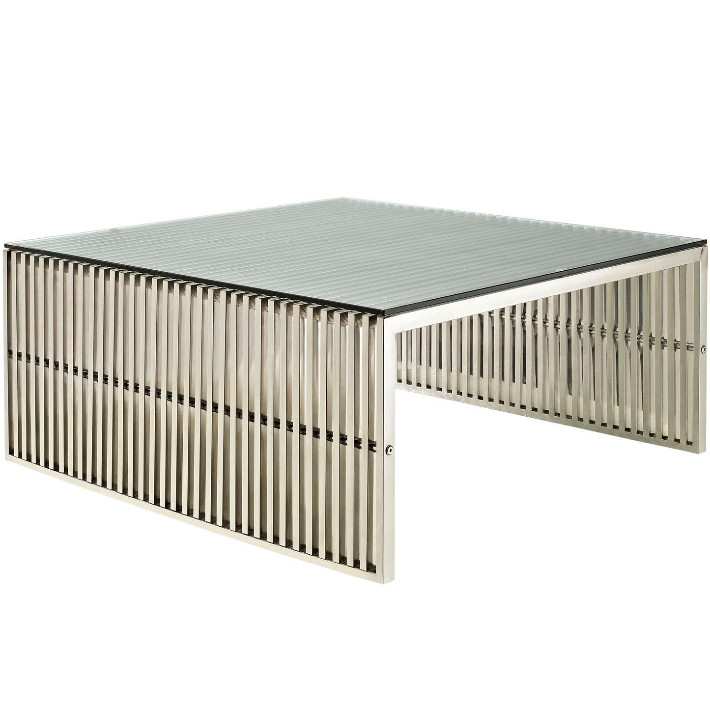 Lux Brushed Steel Coffee Table with tempered glass