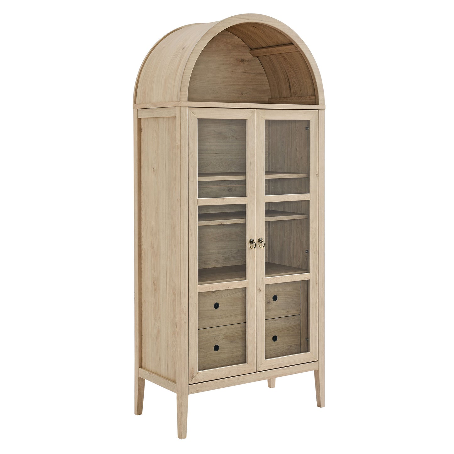 Nolan Tall Arched Storage Display Cabinet in Light Oak