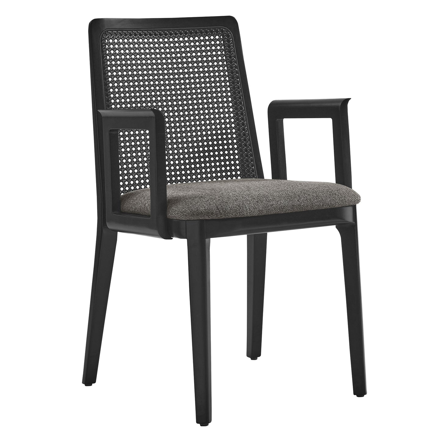 Monarch Wood and Rattan Dining Armchair  in Black Black Gray