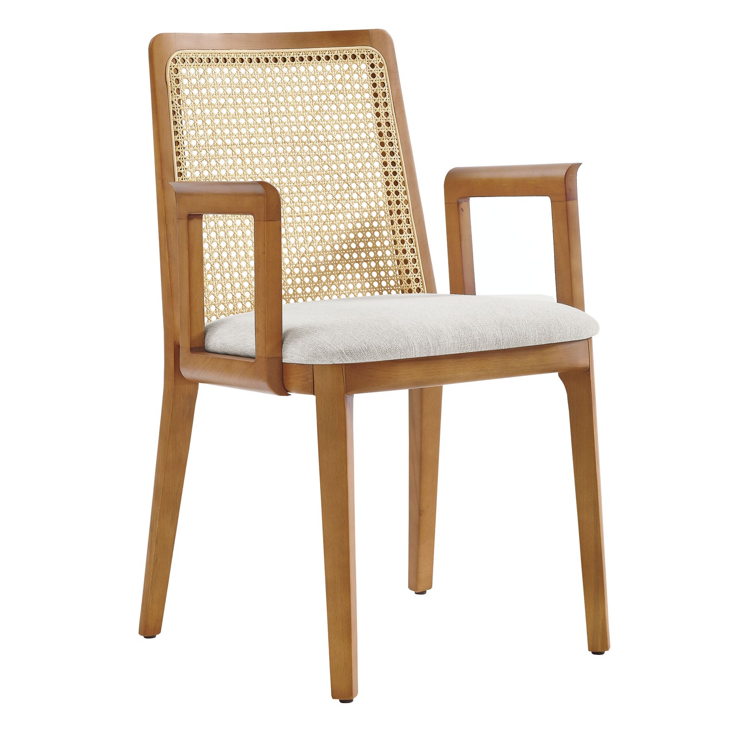 Monarch Wood and Rattan Dining Armchair  in Honey Natural Heathered Weave Ivory
