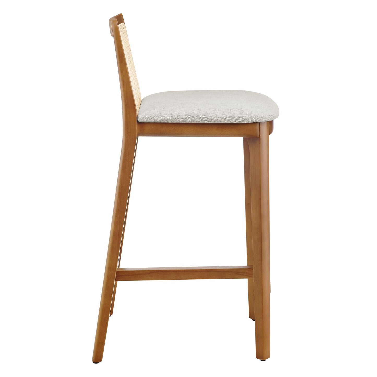 Wood and Rattan Counter Stool in Honey Natural Heathered Weave Ivory