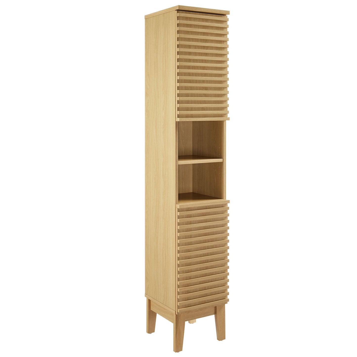 Render Tall Narrow Bathroom Storage Cabinet  in Oak