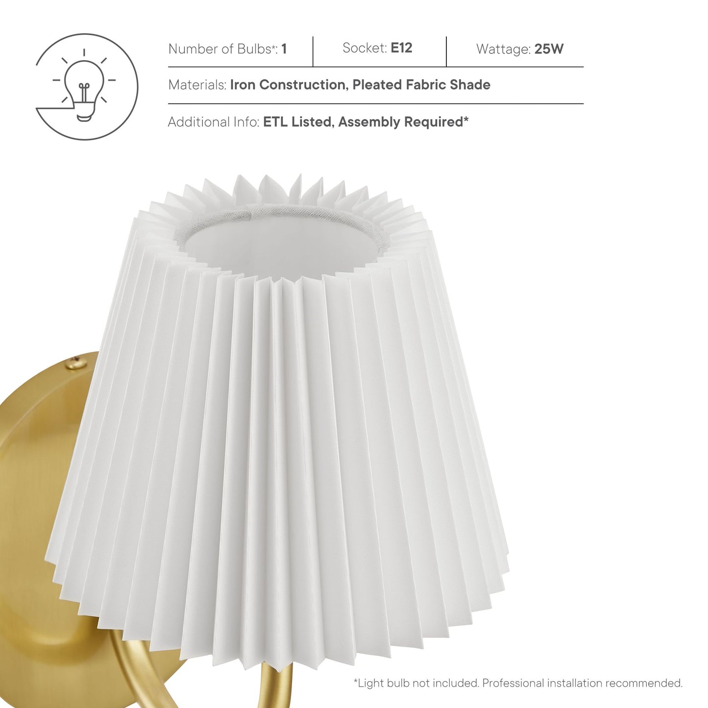 Wave Wall Sconce  in Brass