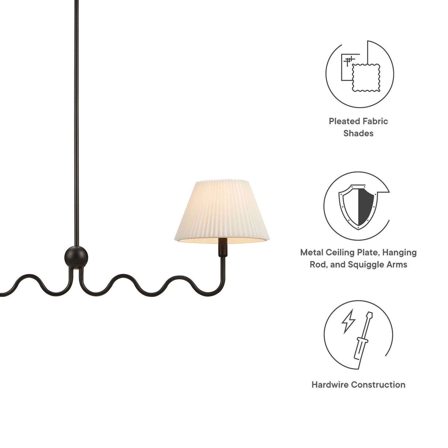 Wave Squiggle 2-Arm Pendant Light  in Black