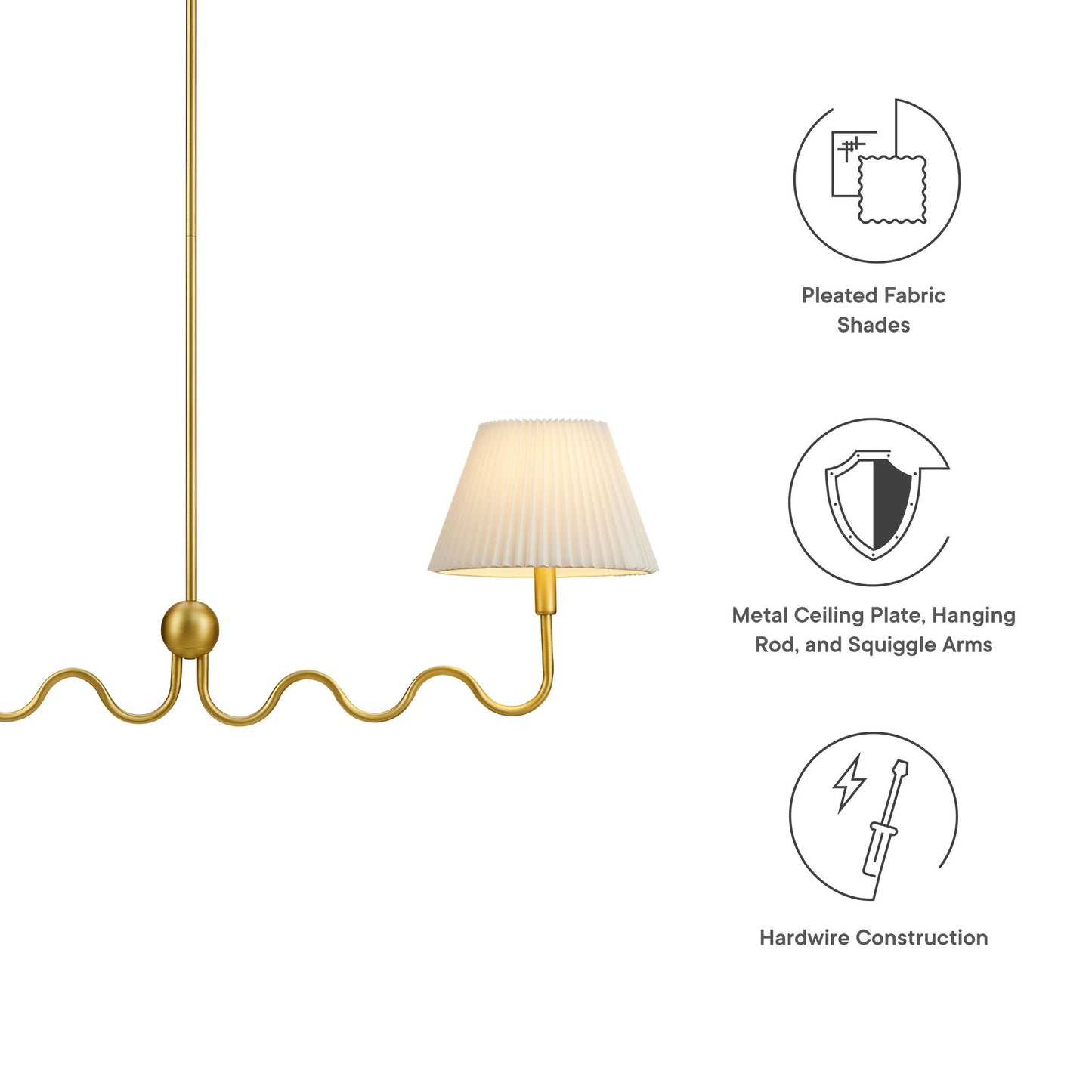 Wave Squiggle 2-Arm Pendant Light  in Brass