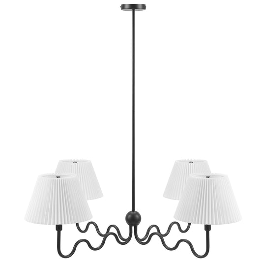 Wave Squiggle 4-Arm Pendant Light  in Black