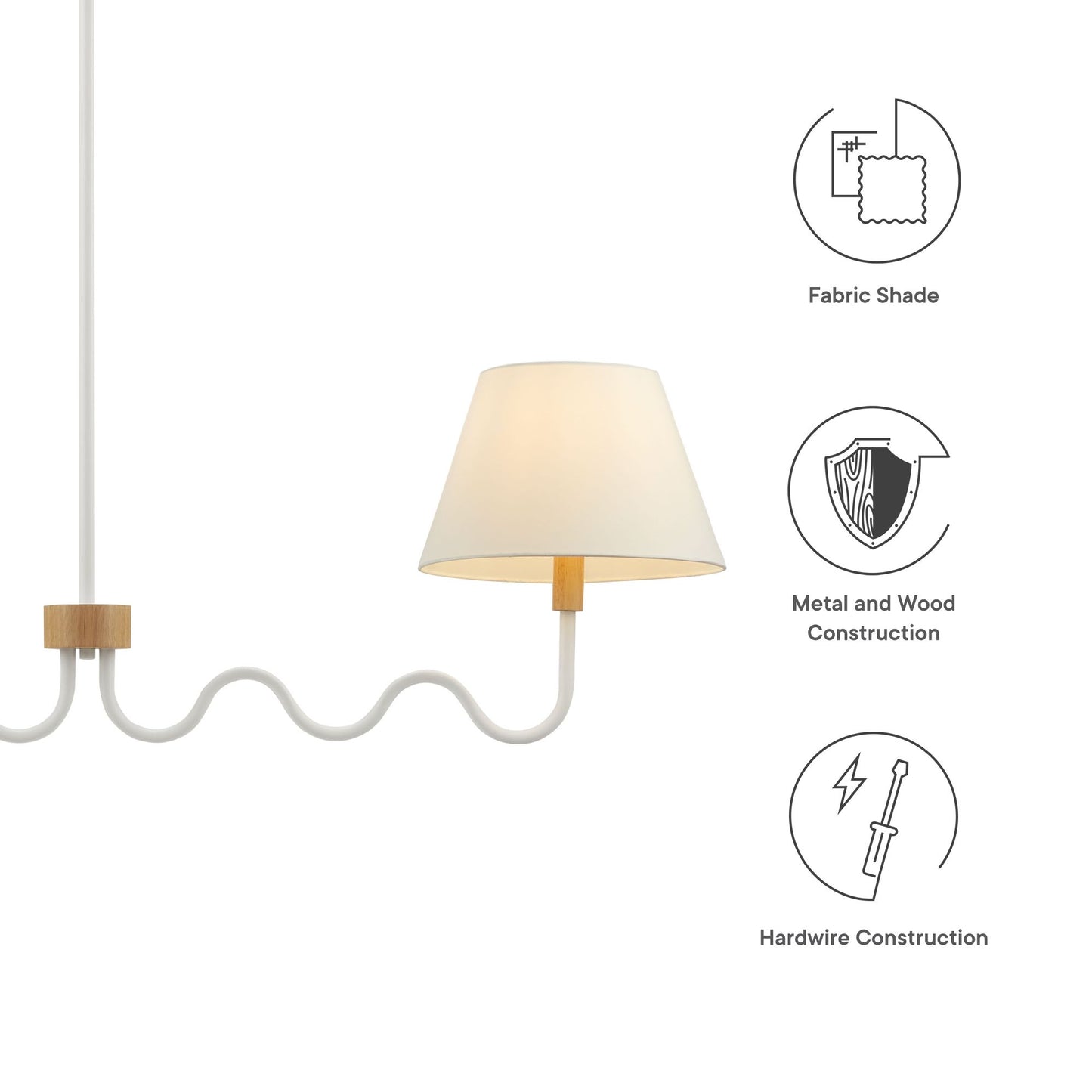 Sunlit Squiggle 2-Arm Pendant Light  in Natural White