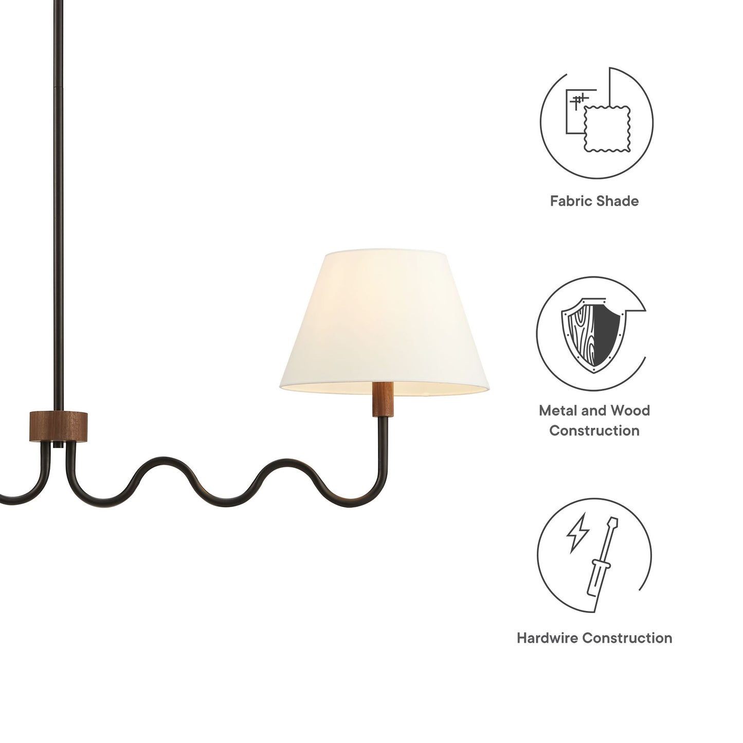 Sunlit Squiggle 2-Arm Pendant Light  in Walnut Black