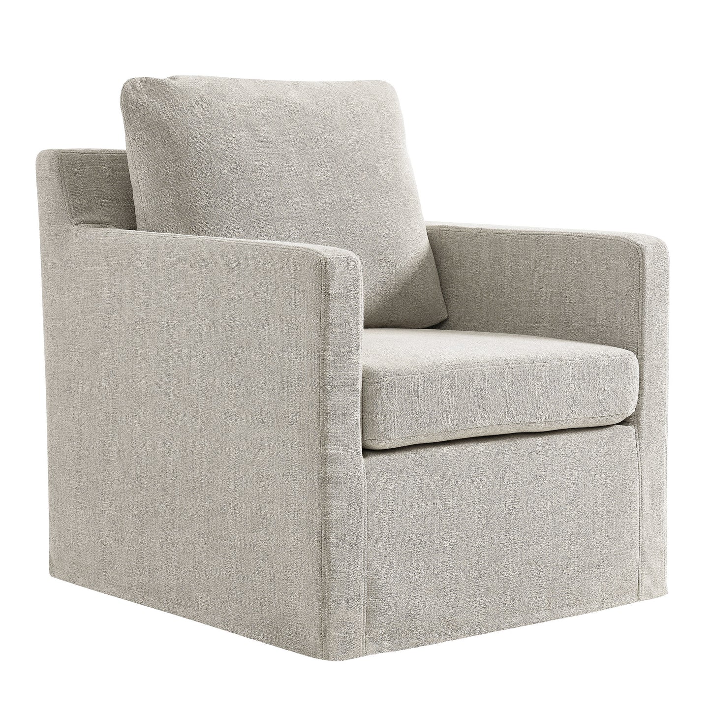 Serene Linen Slipcovered Swivel Armchair  in Linen