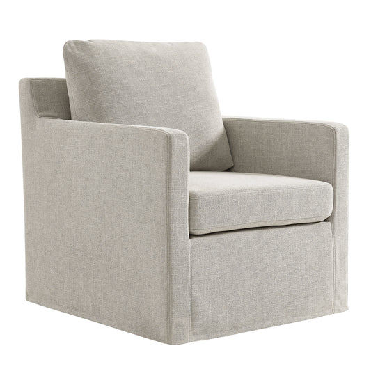 Serene Linen Slipcovered Swivel Armchair  in Linen