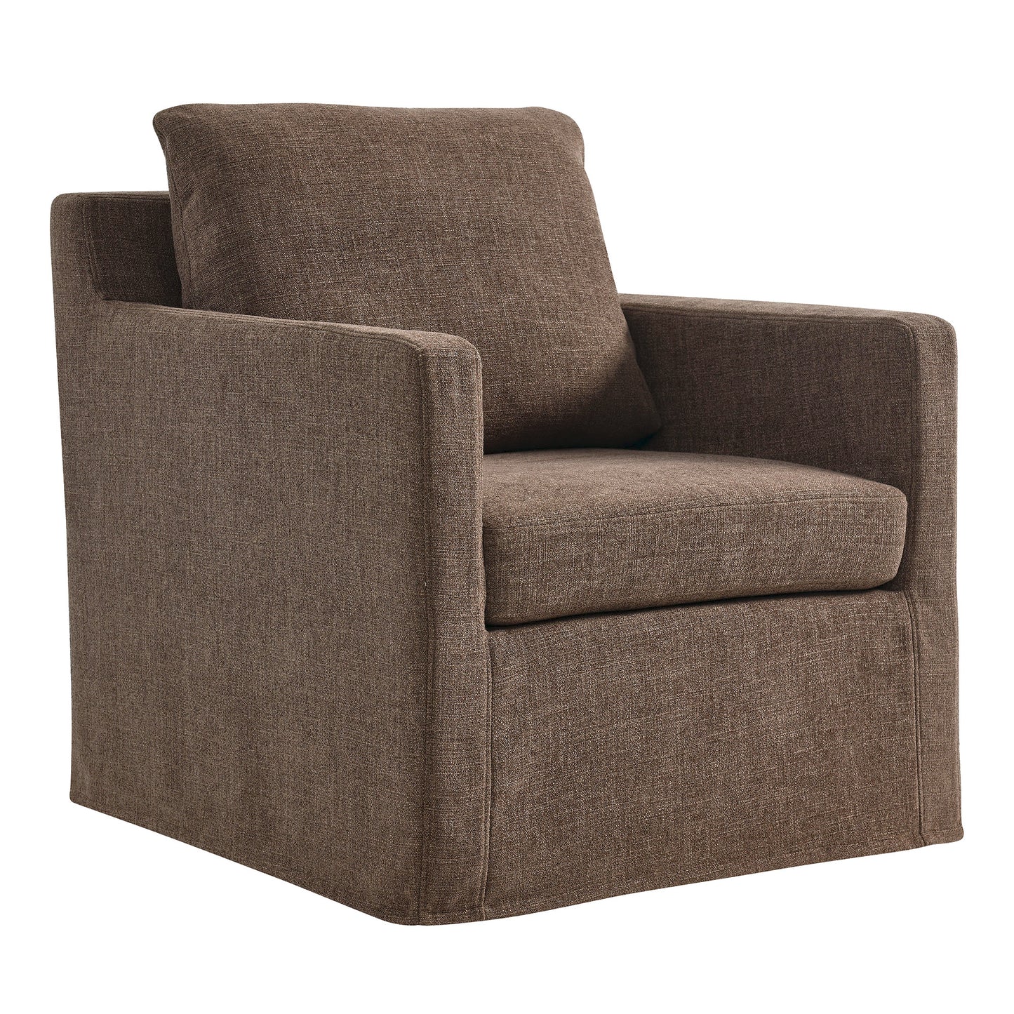 Serene Linen Slipcovered Swivel Armchair  in Mocha